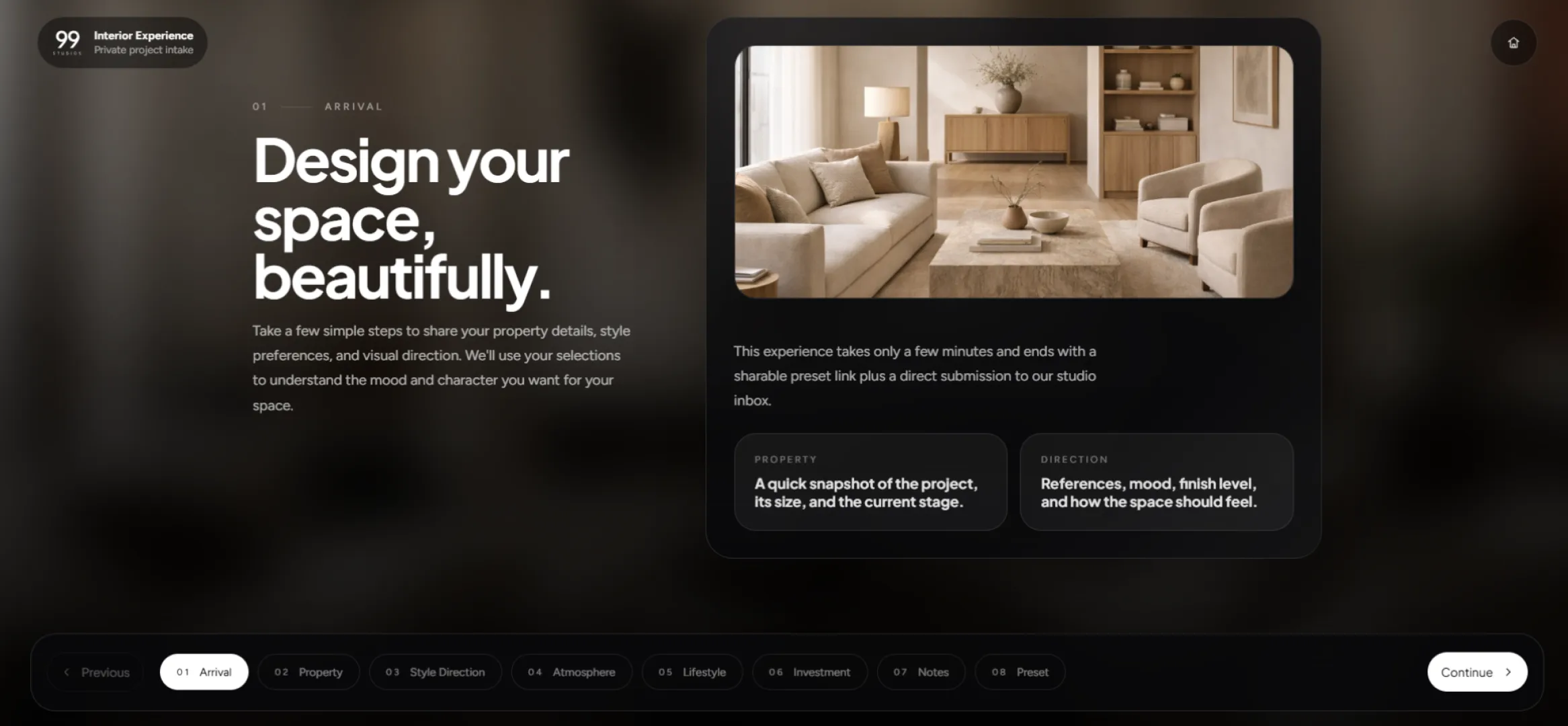 Interior Experience Website